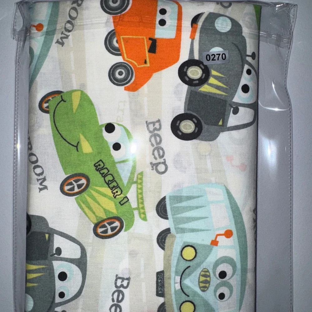 Cartoon Car Transportation Fabric Kids 3 Yards Multicolor Vroom Beep Print